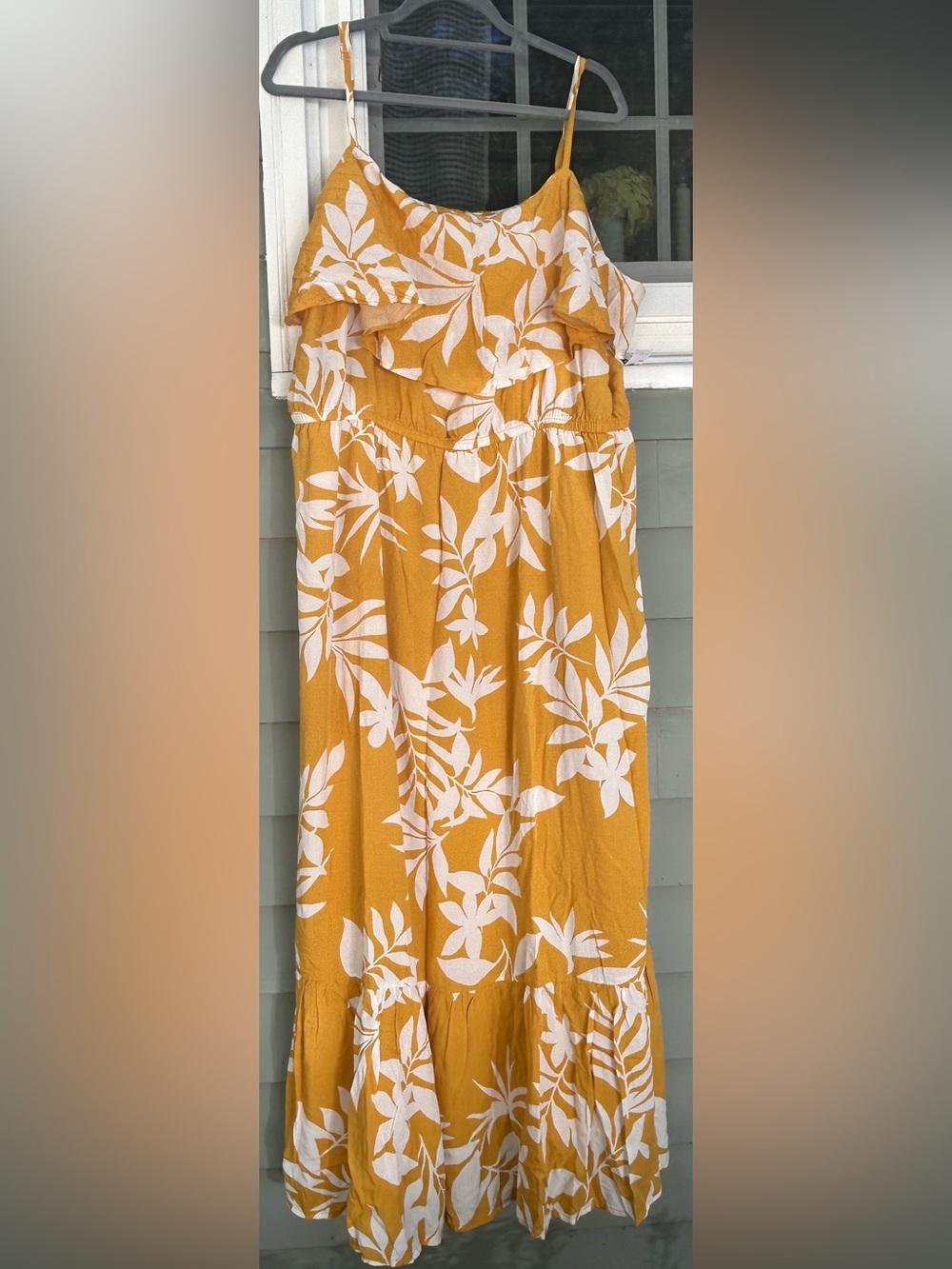 NWT Old Navy Mustard Yellow Floral Maxi Dress Size XXL